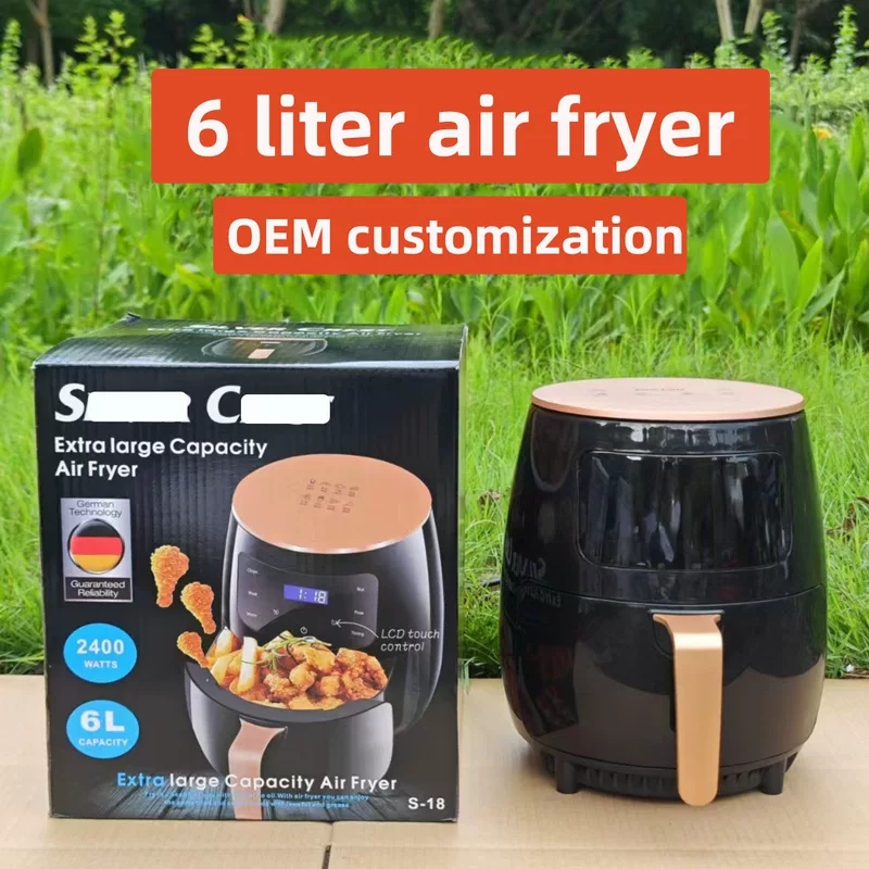 6L AIRFRYER, многофункциональный бытовой электрический фритюр, сенсорный экран, безмасляная низкожировая жарка