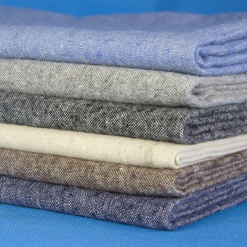 厂家批发  拉绒涤棉麻纯色服装面料 色织窗帘桌布亚麻布料023