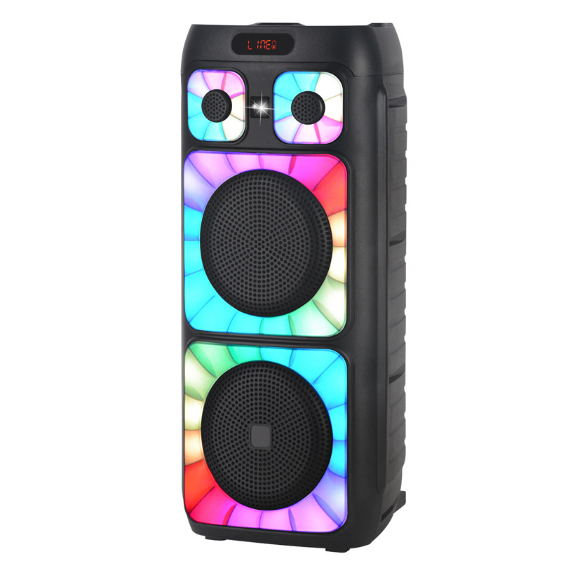 NDR portable dual 8 inch rgb light bass music home theater KTV sound system speaker trolley bt