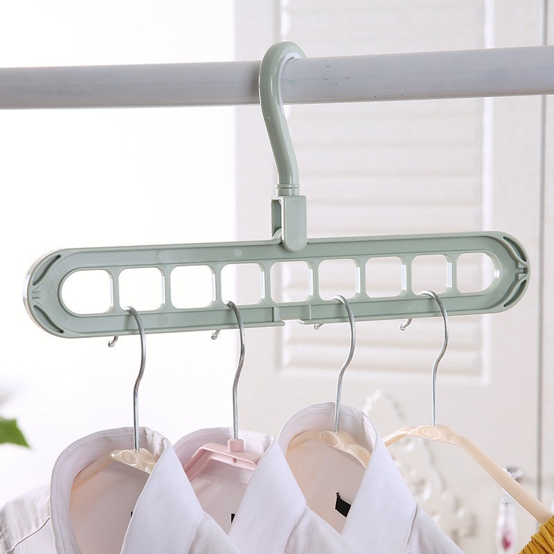 Multifunctional Foldableing Clothes Hanger Plastic 9-Hole Wardrobe Storage Clothes Drying Rack Organizer Magic Clothes Hanger