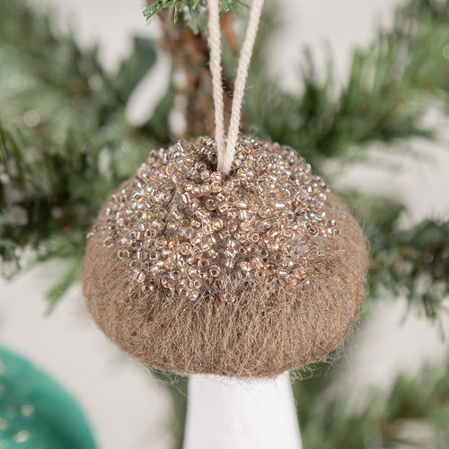 Christmas Mushroom Pendant Cute Felt Mushroom Decor Gift Green and Brown Christmas Tree Ornament