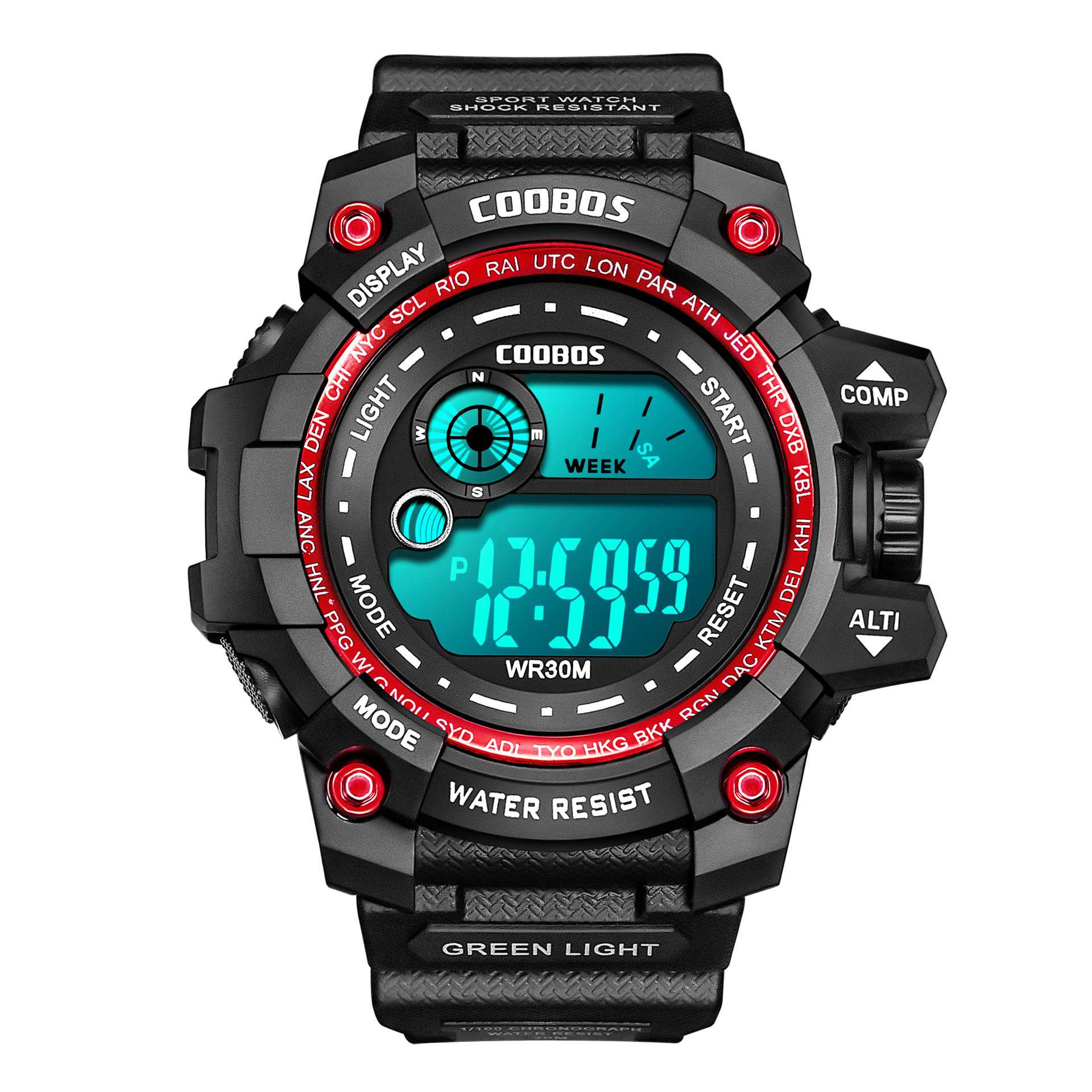 Men's Sports Letter Buckle Electronic Watch display picture 3