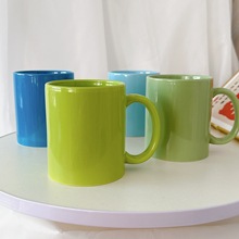 厂家生产批发涂层陶瓷杯色釉马克杯11OZ咖啡杯印刷logo广告杯批发