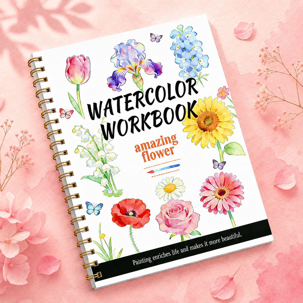 Cross-border best-selling new product: Beginner's coloring book for flower watercolor painting, specialized for teaching, cotton pulp watercolor practice book