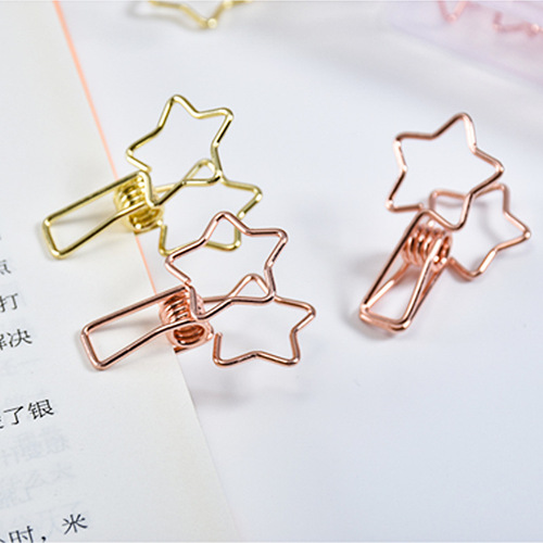 Long-tail clip metal creative fish tail clip five-pointed star electroplated document organizer photo clip swan tail clip invoice clip