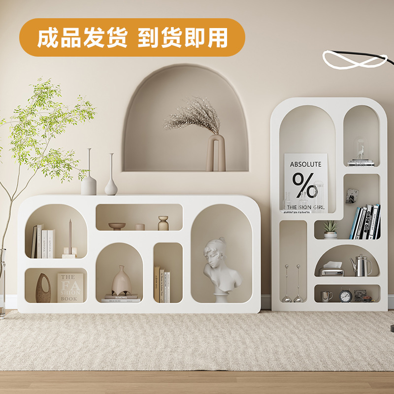 客厅置物架落地展示柜白色产品陈列柜法式书柜小拱形柜子洞穴柜|undefined