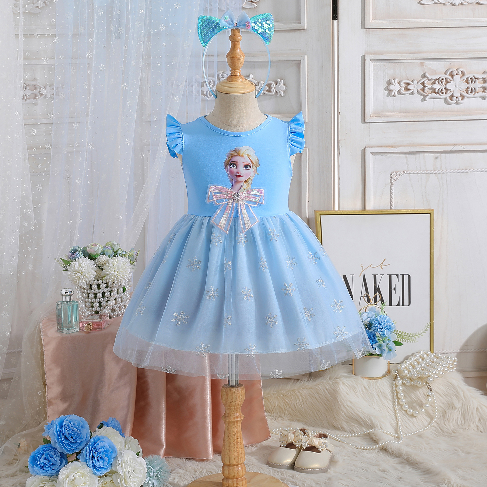 Girls' Summer Dress New Korean Style Girl's Bow Vest Dress Children's Princess Dress Trendy Children's Clothing