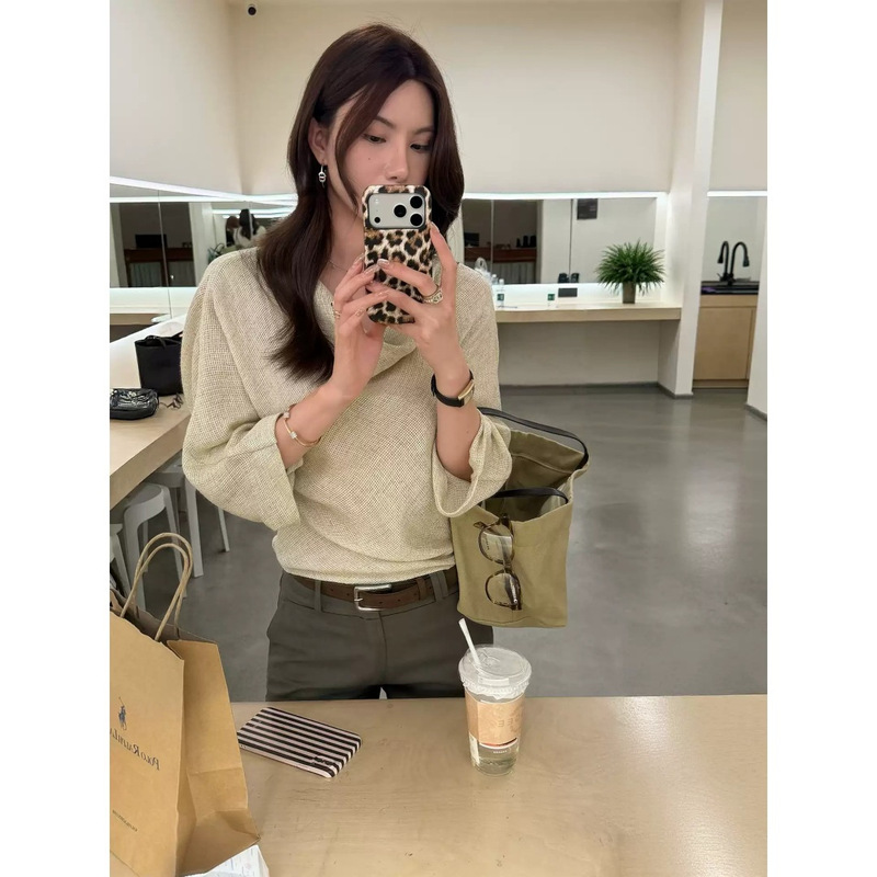 Yinhe STUDIO French-style ruffled collar short-sleeve linen shirt for women, new autumn collection, elegant commuter style top C8256