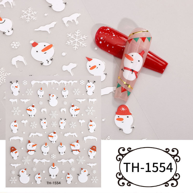 Zhengxiang 新しいインターネット有名人クリスマスネイルアートステッカー DIY ネイルアートデカールクロスボーダー雪だるまクリスマスツリー INS ネイルステッカー|undefined