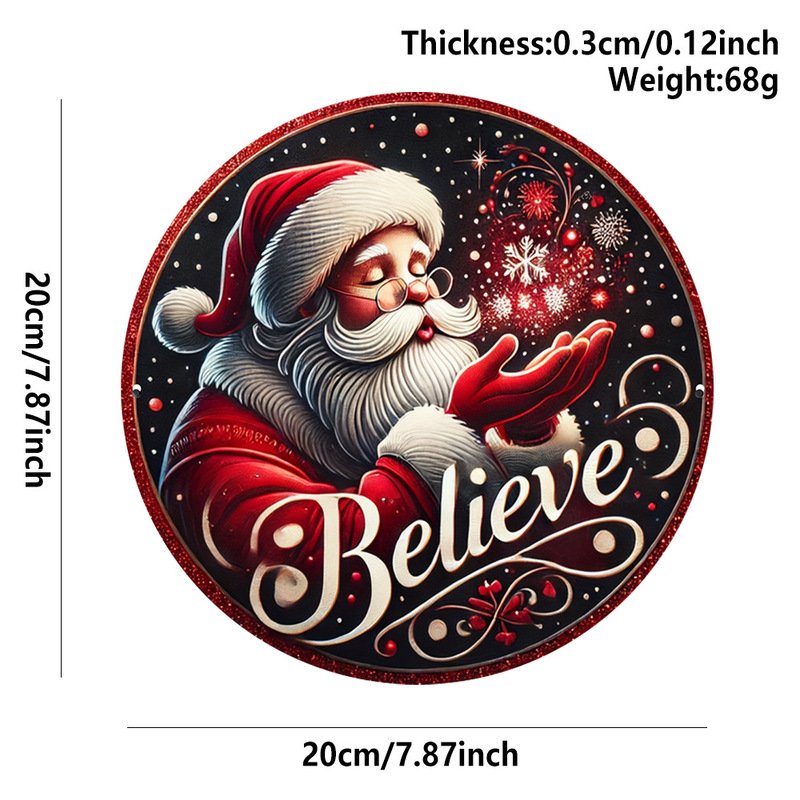 現物クリスマス装飾品ペンダント木製看板シリーズサンタクロース雪だるまヘラジカ円形標識表札|undefined
