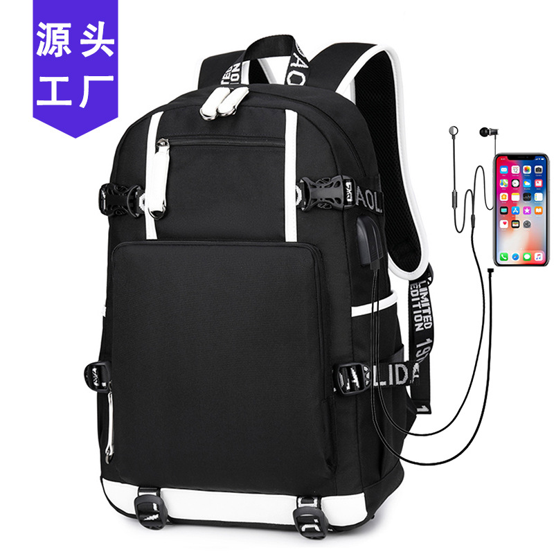 Printed Pattern Backpack for Male Middle School Students, Female Oxford Water-Resistant Laptop Bag, Casual Travel Backpack for Men