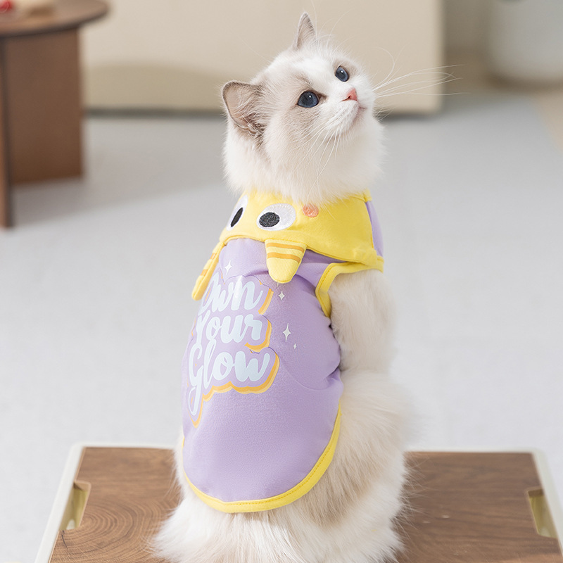 Primavera y verano gatos lindos pequeños monstruos chalecos de collar perros pequeños y medianos gatos sin pelo gatos cachorros mascotas ropa de gato