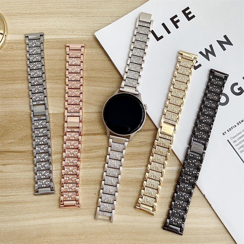 Suitable for Huawei Gt6 Watch Strap with Sparkling Diamond Metal, Gt5 Pro Watch, Watch 4 Pro High-End Feel, Samsung Watch Strap