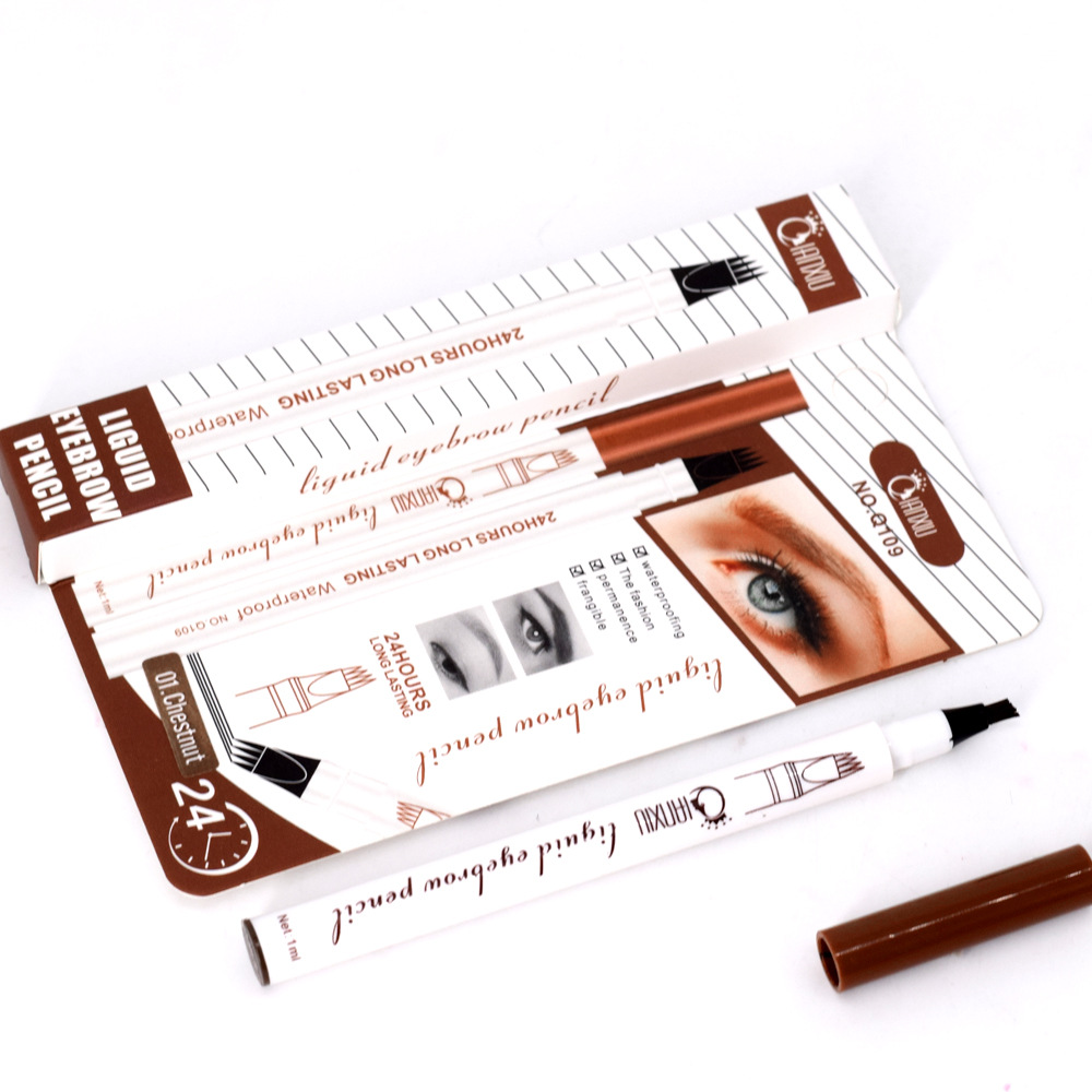 A best-selling four-fork liquid eyebrow pencil for foreign trade, waterproof and non-smudge, extremely fine 4-fork water eyebrow pencil, wild eyebrow factory direct sales undefined