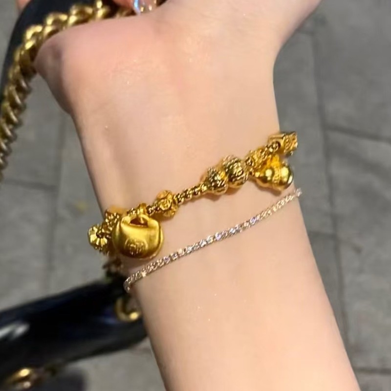 金店の同モデルの大衆の軽豪華な高級感の沙金の太った福の瓢箪は腕輪の女性の金の百合の沙金の装飾品を巻いています。|undefined