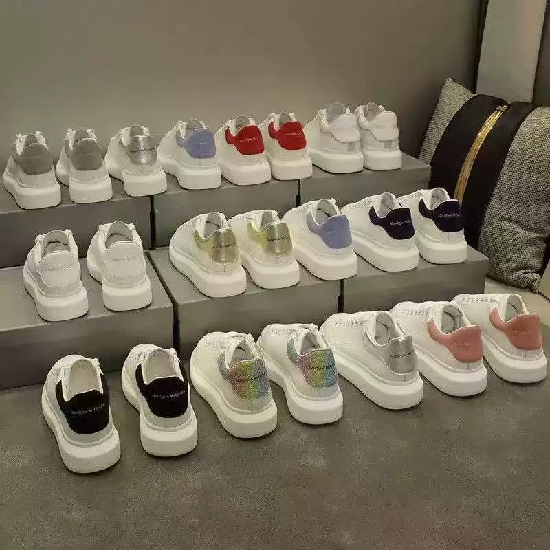 Mcqueen Thick-Soled White Shoes for Women 2025 New Genuine Leather Thick-Soled Casual Height-Increasing Versatile Men's and Women's Couple Sneakers Mcqueen Thick-Soled White Shoes for Women 2025 New Genuine Leather Thick-Soled Casual Height-Increasing Versatile Men's and Women's Couple Sneakers