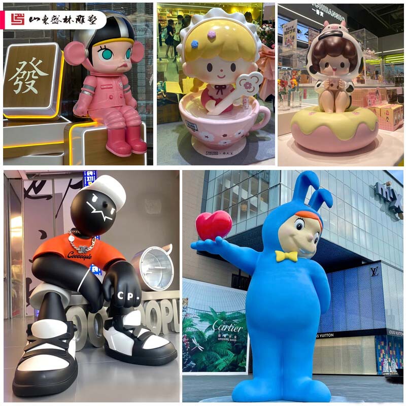 Customized Fiberglass Sculpture Large Internet Celebrity Check-In Photo Resin Cartoon Doll Doll Decorative Fiberglass Ornaments