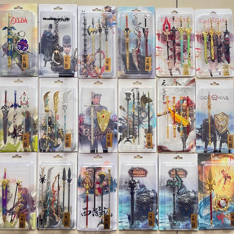 Anime alloy gold-banded cudgel four-piece set with quiver five tigers assembled tomb raiding suit Amos bow metal weapon