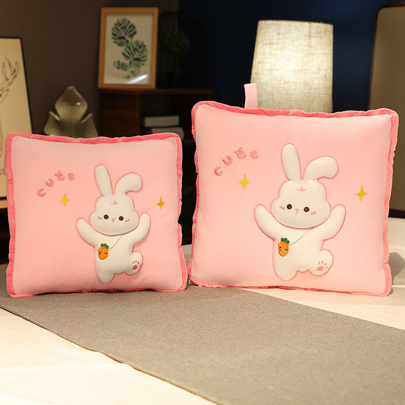 Panda almohada edredón de doble uso engrosada manta siesta Oficina conejo blanco almohada aire acondicionado plegable almohada de coche