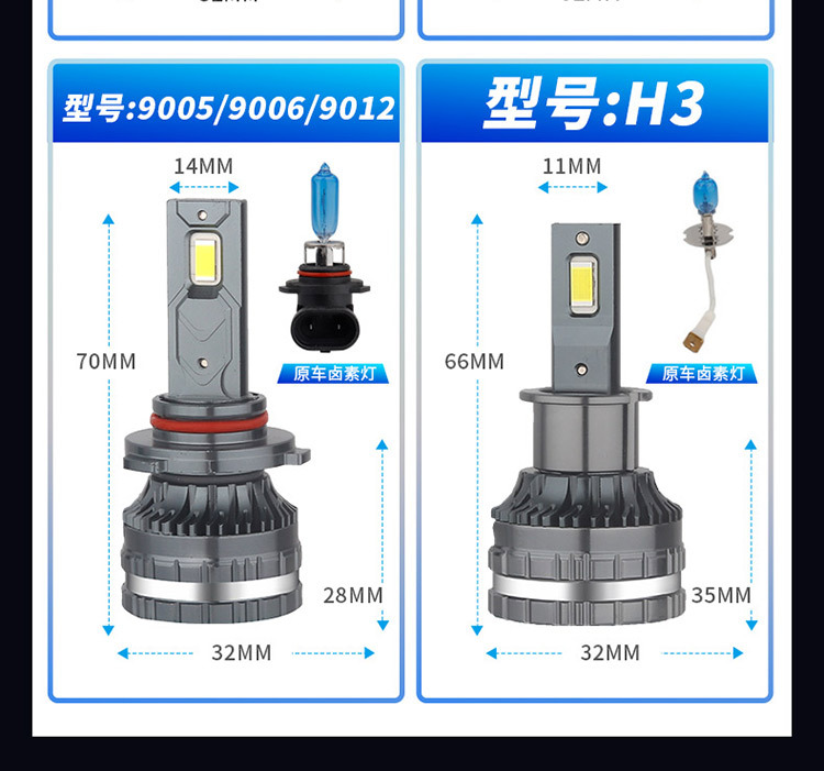 Cross-Border Led Car Headlight H1 Bulb H7 Super Bright H4 Far and Near Integrated 9005 Modified 9012 Car Light H11 Strong Light