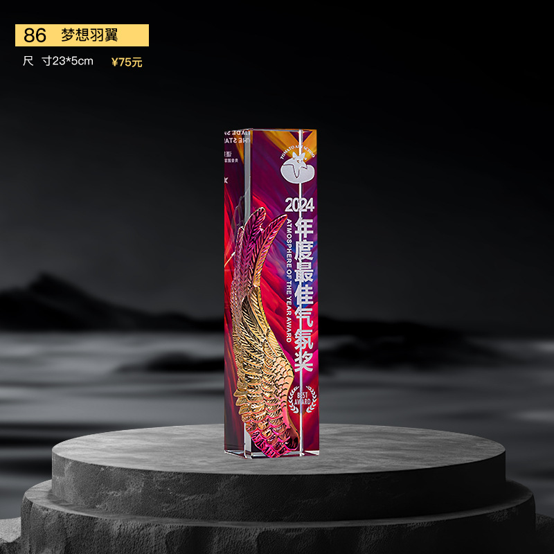 Nuevo trofeo de cristal Medalla de impresión en color de resina Reunión anual Premios de empleados destacados Competencia de baile deportivo Trofeo de metal