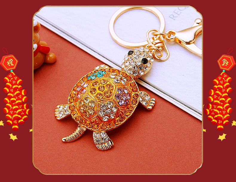 Turtle Car Keychain With Full Diamond Crystals Bag Pendant_voghion.com