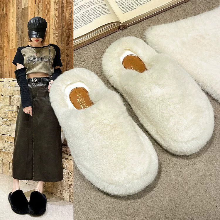 Теплые домашние тапочки Baotou для женщин, модные для улицы, новинка осень-зима 2025, плюшевые, на толстой подошве, из хлопка
