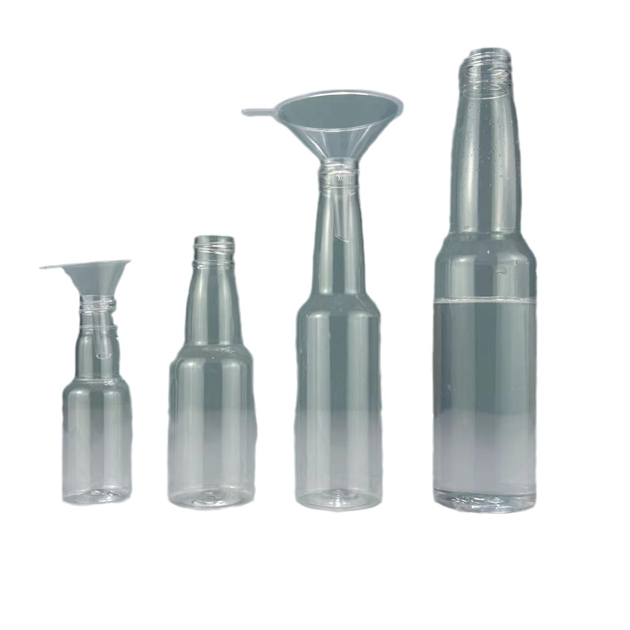 Botella de soda de 30mlpet 100ml botella de plástico con tapa de aluminio 150ml botella de cuello largo transparente 50ml botella de vino de plástico