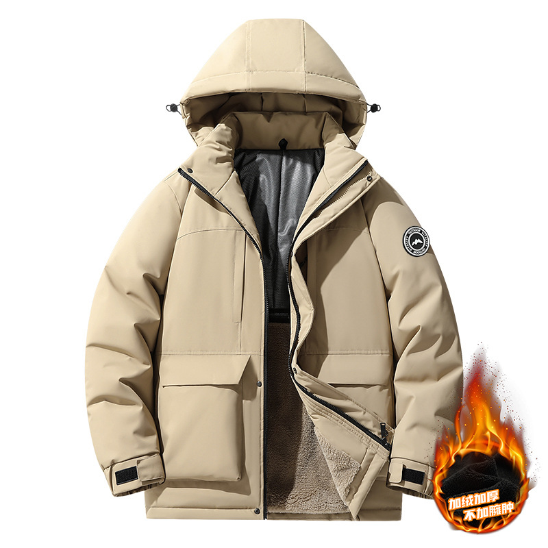 Chaqueta de Algodón Larga para Hombre Poliéster Térmico Engrosado con Capucha para Invierno image 4
