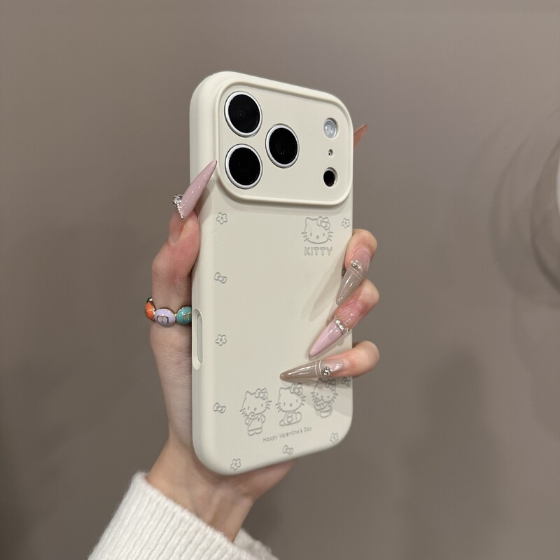 Cute cat-themed phone case for Apple 17 Pro, new iPhone 15 anti-drop 16 Pro Max liquid-like 14