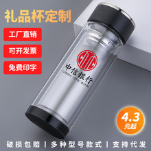 厂家活动促销广告玻璃杯加印LOGO双层泡茶礼品水杯批发印字定制