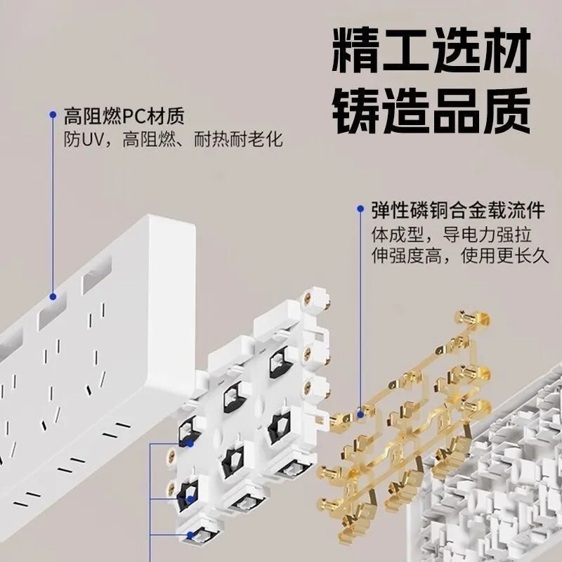 86型扩展式插座带分控开关墙面固定式延伸免布线拓展插磷青铜插座|undefined