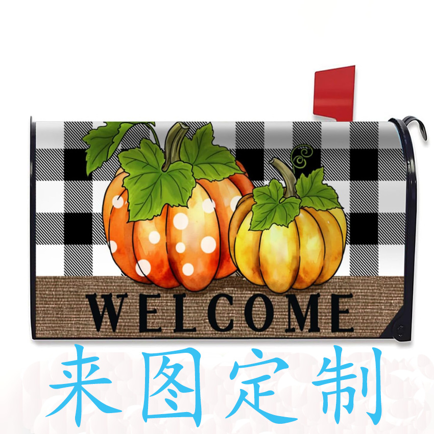 亚马逊邮箱套印花磁铁邮箱罩 圣诞节磁吸信箱筒 邮箱罩信箱保护套