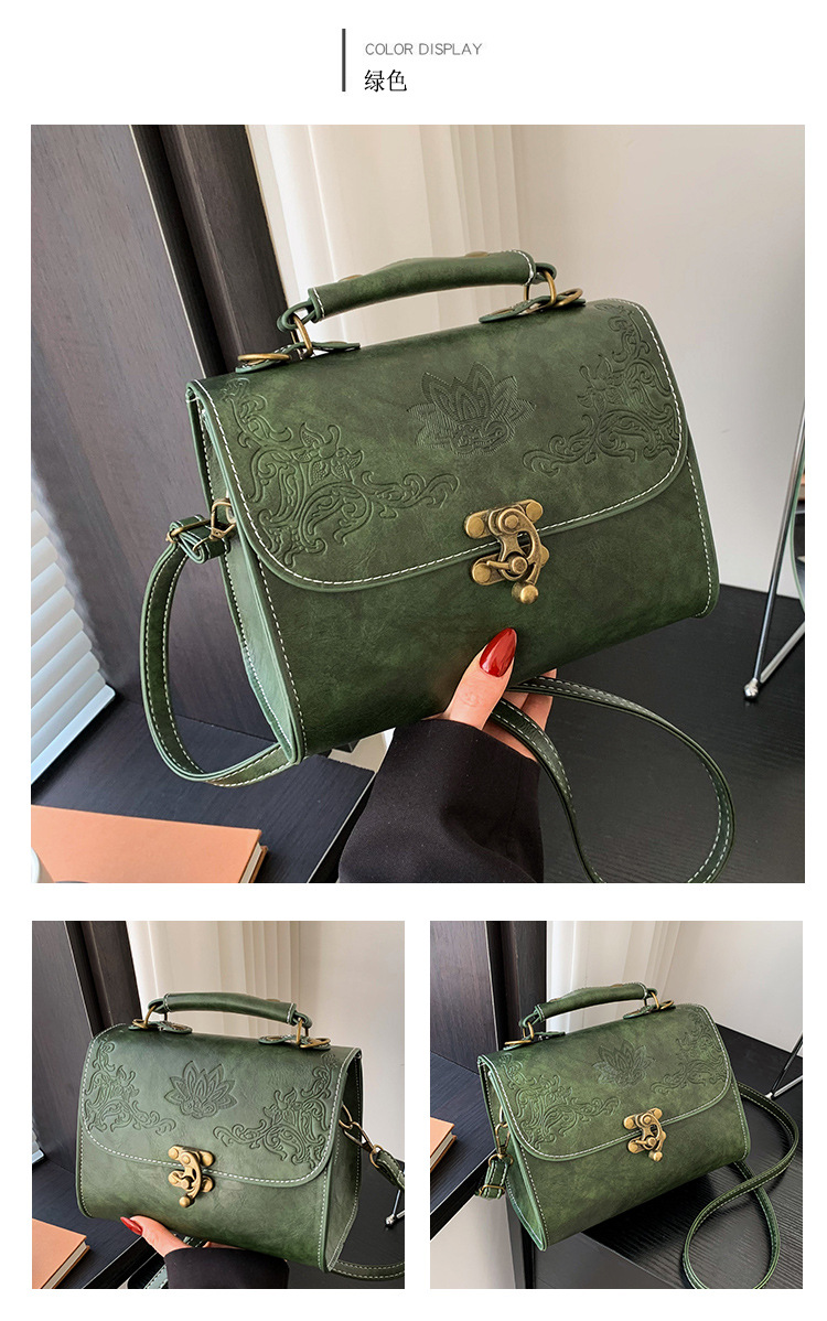 Single Shoulder Strap Strap Type Handbag, Crossbody Bag Bags Type Women's Pu Leather Solid Color Vintage Style Classic Style Square Lock Clasp Handbag Crossbody Bag