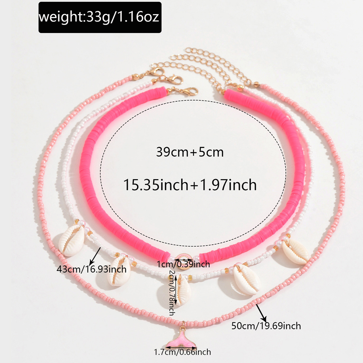 Colar em camadas estilo boho com pingente de coração e concha_voghion.com