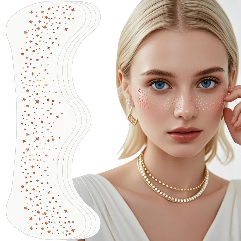 Popular Amazon European and American Style Glitter Makeup Rose Gold Freckle Stickers Waterproof and Sweat-Proof Long-Lasting Makeup Tattoo Stickers