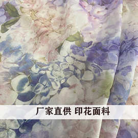 新款小清新晕染雪纺底全涤半透柔软 网红爆款面料 碎花女装童布料