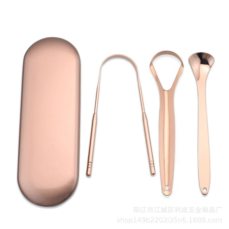 Limpiador de lengua de acero inoxidable - Raspador y limpiador de biofilm lingual