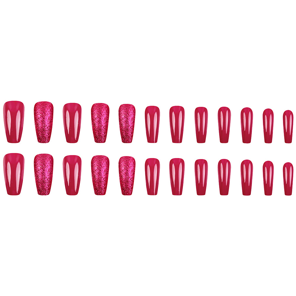 Comercio exterior mejor vendido rojo flash usar uñas blanqueadoras de color sólido 24 piezas de uñas falsas transfronterizas al por mayor image 6