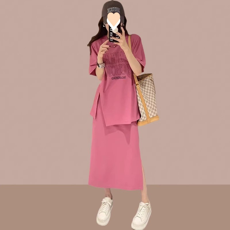 法式大码女装夏季时尚套装女欧洲站遮肚显瘦半身裙两件套|undefined