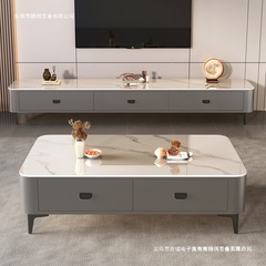 スレートコーヒーテーブルリビングルームホーム2025新しいライト高級テーブルハイエンド小型アパートメントフロアコーヒーテーブルテレビキャビネットの組み合わせ