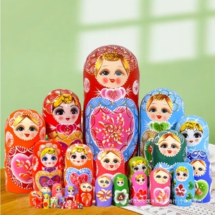 Russian Matryoshka Doll Solid Wood Matryoshka Jenga Girl Boy Cartoon Kidsren's Gift Harbin Manzhouli Specialty