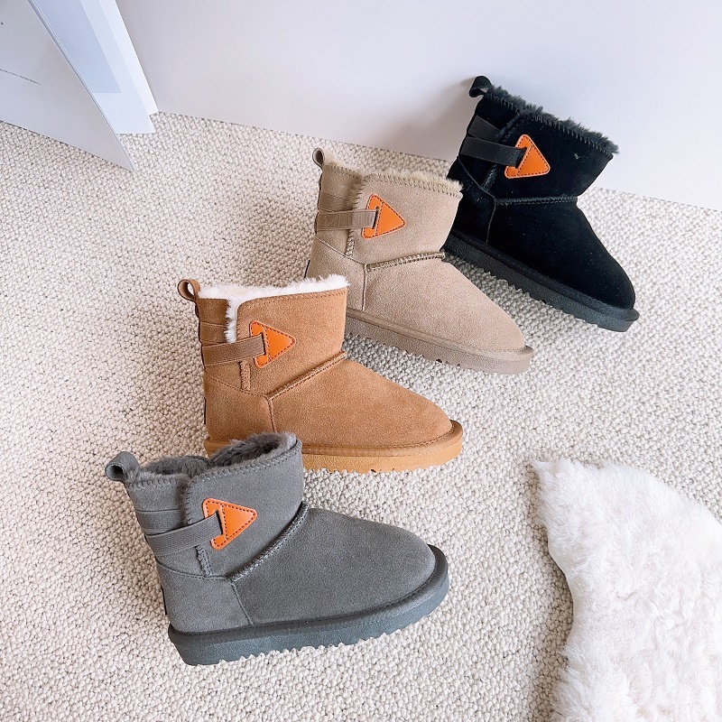 Neue Kinder-Schneestiefel aus echtem Leder, plüschig und warm für Jungen und Mädchen, wasserdichte Mädchenstiefel, Baby_voghion.com