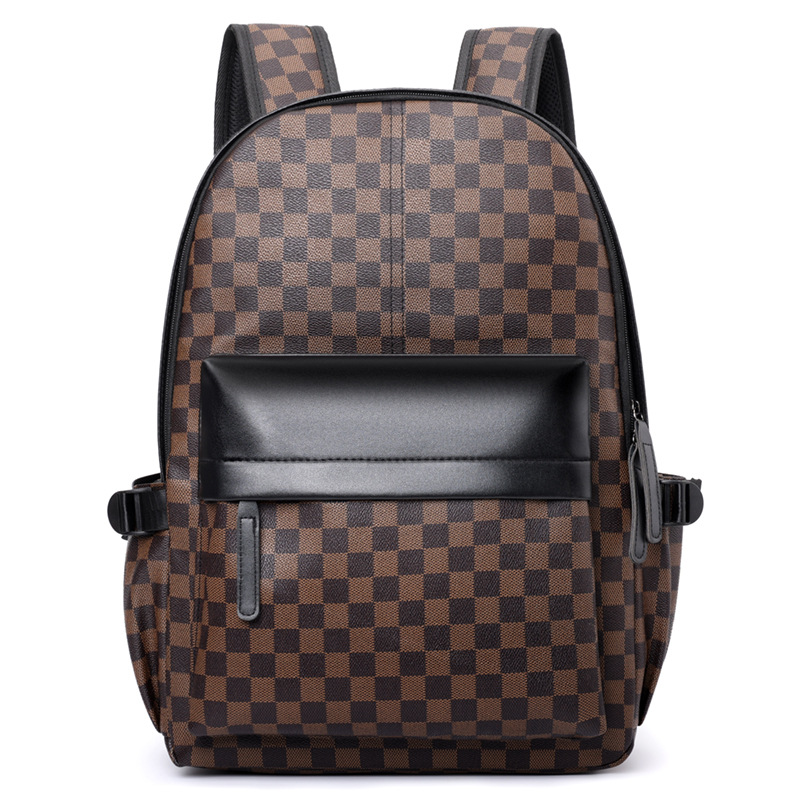 Mochila de tendencia de negocios a cuadros, mochila de computadora de viaje de gran capacidad, mochila de viaje, mochila de ocio para hombres