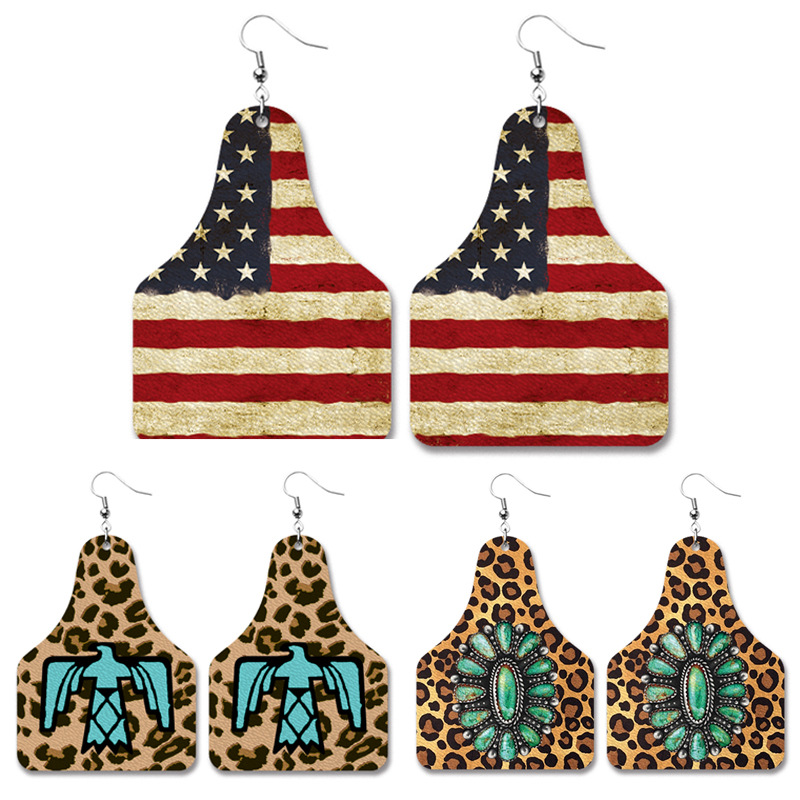 Denim retro geometric earrings