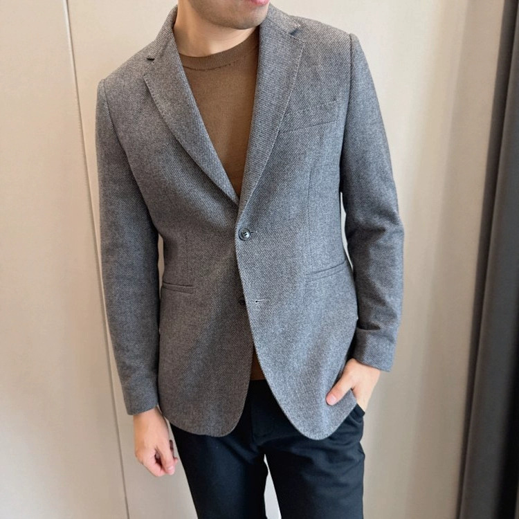 Boss* Men's Wool Silk Twill Texture Suit 2025 New Pure Original Slim Fit Jacket Men's Style