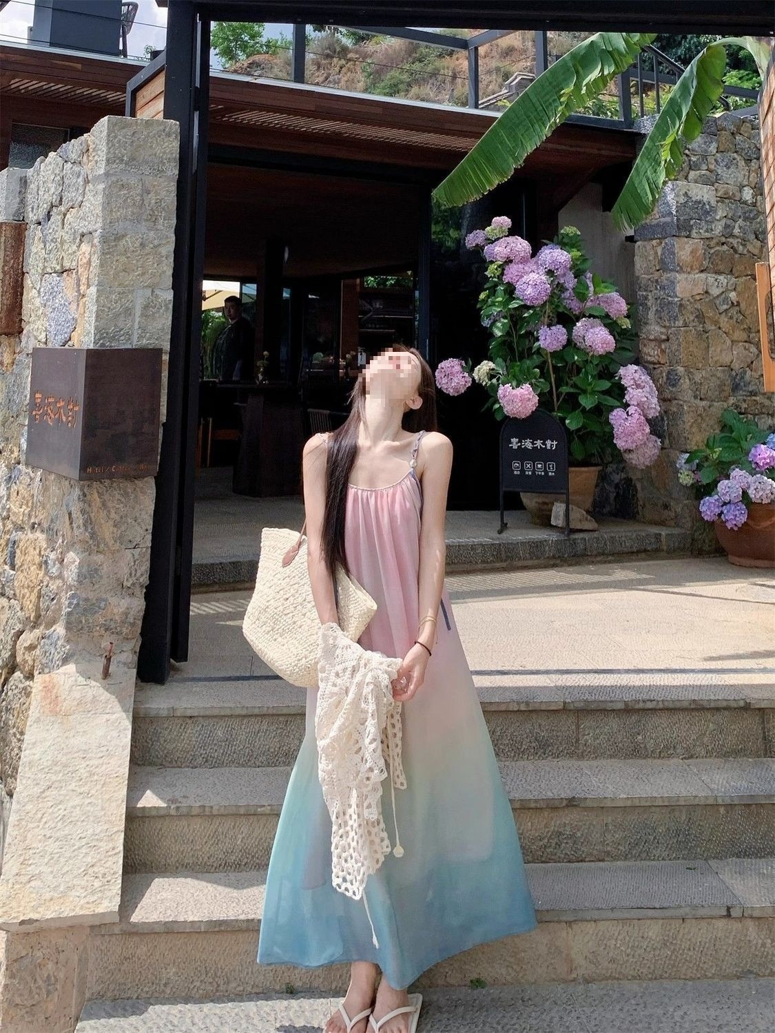 Đầm maxi nữ thắt eo chất voan gradient họa tiết bãi biển mùa hè 2026 — Đầm voan (Version), Đầm voan (phiên bản thường) chi tiết 10