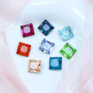 Dongzhou nail drill 8MM square pointed bottom drill DIY jewelry accessories color super flash glass drill nail jewelry