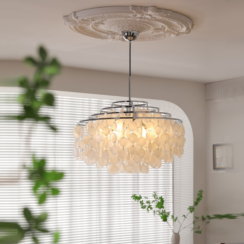 Viento conchas de lujo de alto nivel lámpara de lujo crema lámpara de estilo italiano restaurante lámpara de lujo romántica sala de estar lámpara de dormitorio luz