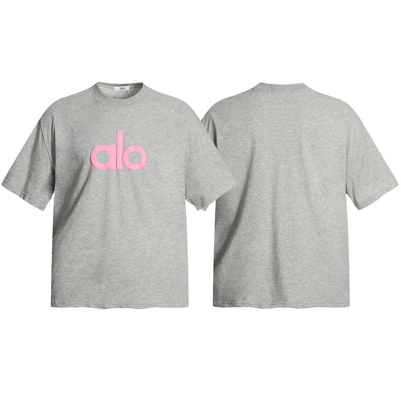 アメリカンハイストリートAloレターフォーム半袖ルーズニッチカジュアル万能男女カップルシンプルTシャツ半袖シャツ|undefined